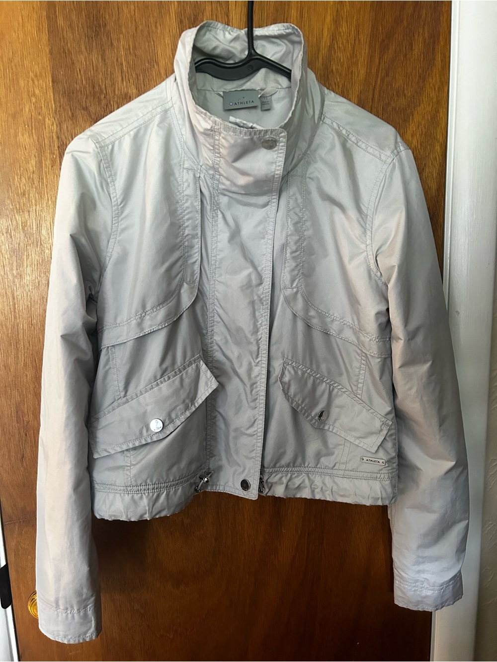 Athleta Light Gray Utility Windbreaker Jacket